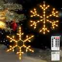 Tuanse 2 Pcs 16 x 13 inch Christmas Snowflake Light Large Christmas Silhouette Window Lights with Remote Control LED Lighted Snowflake Decoration Xmas Silhouette for Tree Outdoor Wall (Warm White)