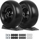 11x4.00-5 Flat Free Lawn Mower Tire and Wheel, Comes with Saver Ramp, 3/4" or 5/8" Bearing, 3.4"-4"-4.5"-5" Centered Hub, Smooth Tread Tire for Zero Turn Mowers, 2 Pcs
