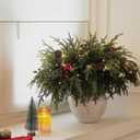 20-Piece Set 24" Artificial Norfolk Pine Branches - Christmas Decorations - Faux Christmas Greenary - Faux Norfolk Pine Stems for DIY Crafts Garland Wreath Home Decor- Free LED String Lights