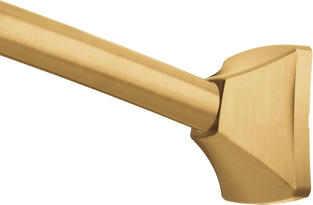 Moen Brushed Gold 60-Inch to 72-Inch Adjustable Permanent Mount Curved Shower Curtain Rod, CSR2164BG