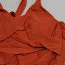 Women Tankini Bathing Suit Top - Twist Front V Neck Swim Top Only Cross Tummy Control Swimsuit 2025 M Brick Red