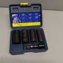 Flip Edition Lug Nut Remover, 5 pcs 1/2" Drive Wheel Lock Removal Kit, Thin Wall Socket for Removing Damaged Rounded-Off Bolts, Nuts & Screws and Other Fasteners, Impact Double Size Extractor Socket