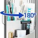 Dustproof Toothbrush Holders with Cover for Bathrooms, Countertop Covered Tooth Brush Holder for Bathroom, Rotating Plastic Toothpaste & Makeup Brush Holder Organizer with Lid for Vanity, Grey White