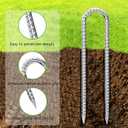 Rebar-Stakes-12-Inch-Galvanized, U Hook Trampoline Stakes 6 Pack Ground Anchors Tent Stakes Heavy Duty for Plants Anti-Rust Landscape Fabric Stakes Artificial Turf