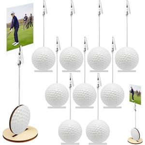 Funnymoom 20 Pcs Base Memo Clip Holder Table Number Card Place Holders Stand Note Paper Clip Centerpieces for Table Party Favors Photo Stand Events Decoration(Golf)