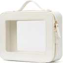 Popvibe Clear Makeup Bag Travel Cosmetic Case Transparent Toiletry Bag with Zipper, Portable Make Up Organizer Traveling Compact Car Bag for Essentials (White)