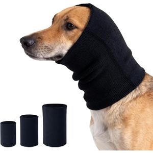 3Pack Dog Calming Hoodie for High Elastic Pet Anxiety Relief Ear Wrap Cat Calming Collar Noise Reduce Protection for Fireworks, Thunder, Force Drying (Small+Medium+Large) (Black)