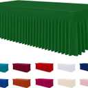 Smiry Spandex Tablecloth, Elastic Fitted Stretch Tablecloth for 8FT Rectangle Tables, Waterproof Washable Table Cover Skirt for Outdoor, Wedding, Banquet & Parties (Emerald Green, 96Lx30Wx30H Inch)