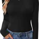 Ekouaer Turtleneck Shirt Women Long Sleeve Mock Neck Slim Fit Tops Thermal Base Layer Soft Lightweight Stretch Undershirts, L