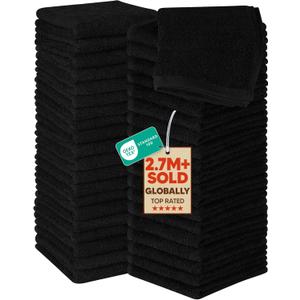 Utopia Towels 60 Pack Cotton Washcloths Set, 100% Ring Spun Cotton, Premium Flannel Face Cloths, Highly Absorbent and Soft Feel Fingertip Towels, Black