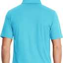 TACVASEN Mens Polo Shirts with Pocket Golf Polos Dry Fit Performance Short Sleeve Collared Shirt Casual Athletic Work (Blue, XL)