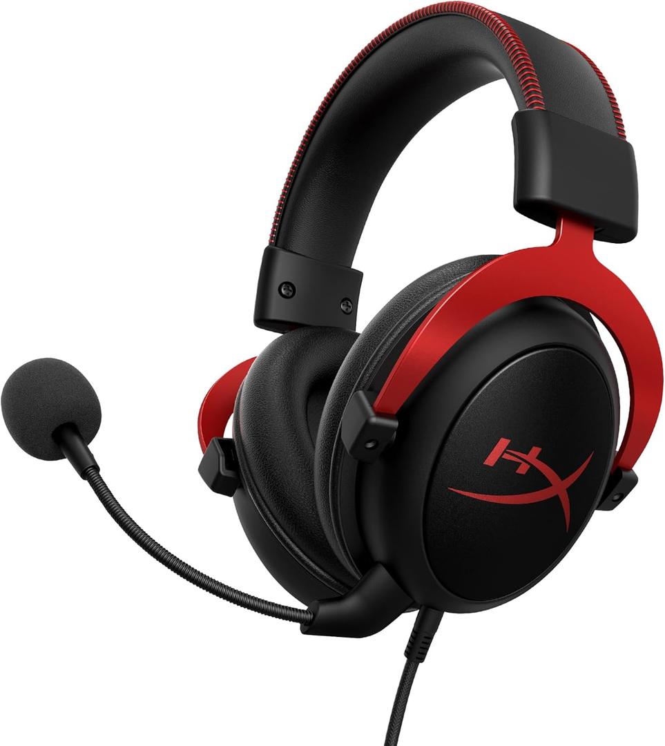 HyperX Cloud II Gaming Headset - 7.1 Surround Sound - Memory Foam Ear Pads - Durable Aluminum Frame - Multi Platform Headset - Works with PC, PS4, PS4 PRO, Xbox One, Xbox One S - Red (KHX-HSCP-RD)