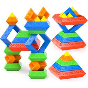 TEMI Building Block Toys for Ages 3-5 Year Old Girl Birthday Gifts-Learning Educational Stacking Blocks for Toddlers, Preschoolers, Boy, Adults