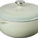 Lodge 6 Quart Enameled Cast Iron Dutch Oven with Lid  Dual Handles  Oven Safe up to 500 F or on Stovetop - Use to Marinate, Cook, Bake, Refrigerate and Serve  Desert Sage