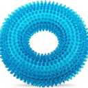 ADUCK Dog Squeaky Chew Toys for Aggressive Chewers, Small Medium Large Dogs Teeth Cleaning Soft Natural Rubber Float Toy for Indoor Outdoor Water Pool, Donut Ring Design 4.92 inch, Crystal Blue