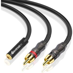Devinal RCA to 1/8 Female Y Cable, Female 3.5mm to Dual RCA/Phono Male Stereo Splitter Cord, Mini Jack to 2 RCA Male Audio Breakout Adapter 12 inch 30cm