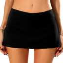 ELLEVEN Low Rise Mini Skorts Skirt with Shorts Underneath, Micro Cute Skirts Summer Outfits (X-Small, Black)