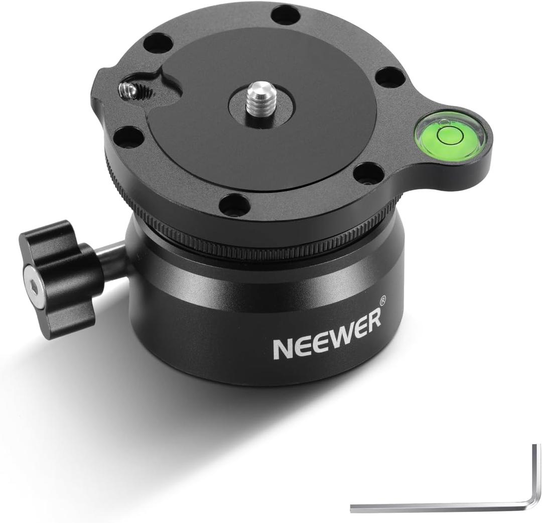 NEEWER Tripod Leveling Base (⌀50mm) Camera Leveler, Bubble Level Aluminum Adjusting Plate with 1/ 4" 3/ 8" Mounting Screw Tripod Head Compatible with Canon Nikon Sony DSLR Camera Camcorder, GM11