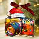 Camera Ornament  Camera Ornaments for Christmas Tree, Unique Photographer Ornament 2025 Gifts for Photography Lovers, Camera Christmas Ornament and Decor Gift Wood Acrylic 2 Layers Xmas Ornaments