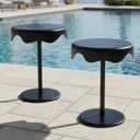 Geelin 2 Pcs Outdoor Side Table 16.5 Inch Black Round Plastic End Table Removable Weatherproof Modern Desk for Outside Patio Snacks Home Office Backyard Pool, 16.5 x 16.5 x 22.4 inches