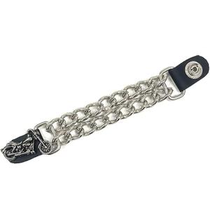 UNIK Men's Motorcycle Chunky Double Chain Vest Extender w/Leather Snaps