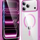 FNTCASE for iPhone 17 Pro-Max Case: Clear Magnetic Phone Cases with Screen Protector Compatible with Magsafe Slim Anti Yellowing Rugged Shockproof Protective Transparent Cell Phone Cover (B-Pink)