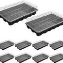 10 Set Strong Seed Trays with Domes (No Drain Holes),14.5''x 8.8''x 4.1''Black Plant Seed Tray, Seedling Starter Trays (Cell Tray Not Included) for Seed Germination and Seedling Propagation