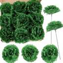 50 Pack Artificial Silk Carnation Picks ，Artificial Flowers Carnation Heads with Stems for DIY Flower Wall Wedding Bouquets Centerpieces Arrangements Decorations (Army Green)