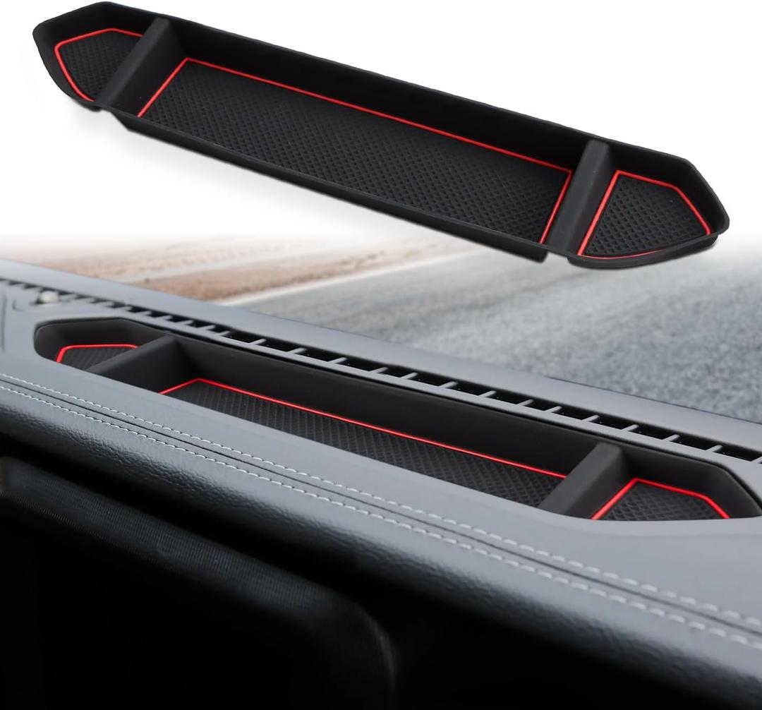 Auovo Silicon Organizer Tray Mat Compatible with 2018-2023 Wrangler JL JLU 2020-2023 Gladiator JT Accessories Center Console Pads Organizer Tray Trim Car Interior Decoration Trim(Red) (1 piece/set)