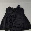 Summer Mae Women's Plus Size One Piece Swim Dress Floral Cutout Swimsuits V-Neck Bathing Suit with Skirt (Black)