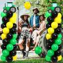 Sosation 2 Set Tractor Balloon Column Stand Kit Green Yellow Black Balloon Tower with 2 Large Tractor Cards 105 Latex Balloons with Adjustable Stands for Farm Birthday Party Decorations