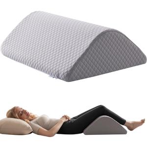 Knee Wedge Pillow for Post-Surgery Recovery-Leg Elevation Support for Sleep Position, Alleviating Lower Back & Hip Pain Enhancing Circulation in Ankles Legs Triangle Pillow with Removable Cover (21.6*17.8*6.9 Inchfor height over 5'3", Dark Gray)