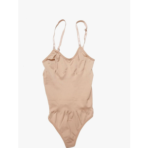 Women's Slim Fit Bodysuit Spaghetti Strap Open Backless Tummy Control Thong Leotard Shapewear Size S