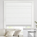 UNISHADES no Drill Cordless Roman Shades for Windows, 29" W × 64" H - 100% Blackout - Linen - Mist White