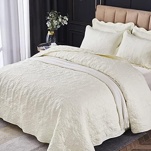 3-Piece Double Bedspreads and Throws Quilted King Size 220 x 240/240 x 250cm Quilt Polycotton Lightweight Modern Bed Blanket for All-Season(1 Quilt and 2 Pillowcases) (Camel)