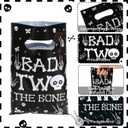 Serencatcher 50pcs Bad Two The Bone Plastic Favor Bags, Bad 2 The Bone Party Decorations, 6.6x9.8 Inches Candy Goodie Treat Bags Bulk with Handles for Boy Girl 2nd Birthday Party