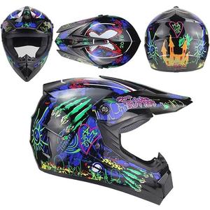 VIRTUE "Full Face Helmet - Ultimate Protection for Mountain Biking, BMX, and Downhill Riding"for Men and Women - Adjustable Fit (Large) Combo Helmet Gloves Goggles