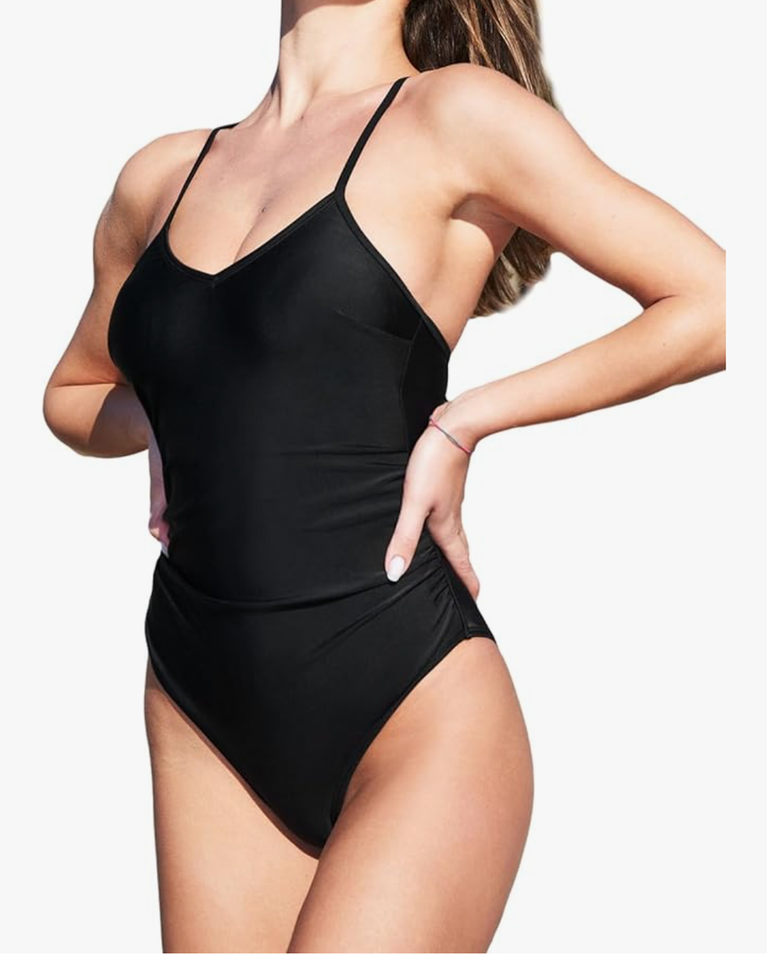 Girls Swimsuit One Piece Black, Size M