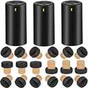 BGMAXimum PVC heat shrink capsules 18 count matte black and 18 Pcs bottle seal cork, wine shrink wrap sleeves caps tops wine bottle corks capsules for making cellars and home use
