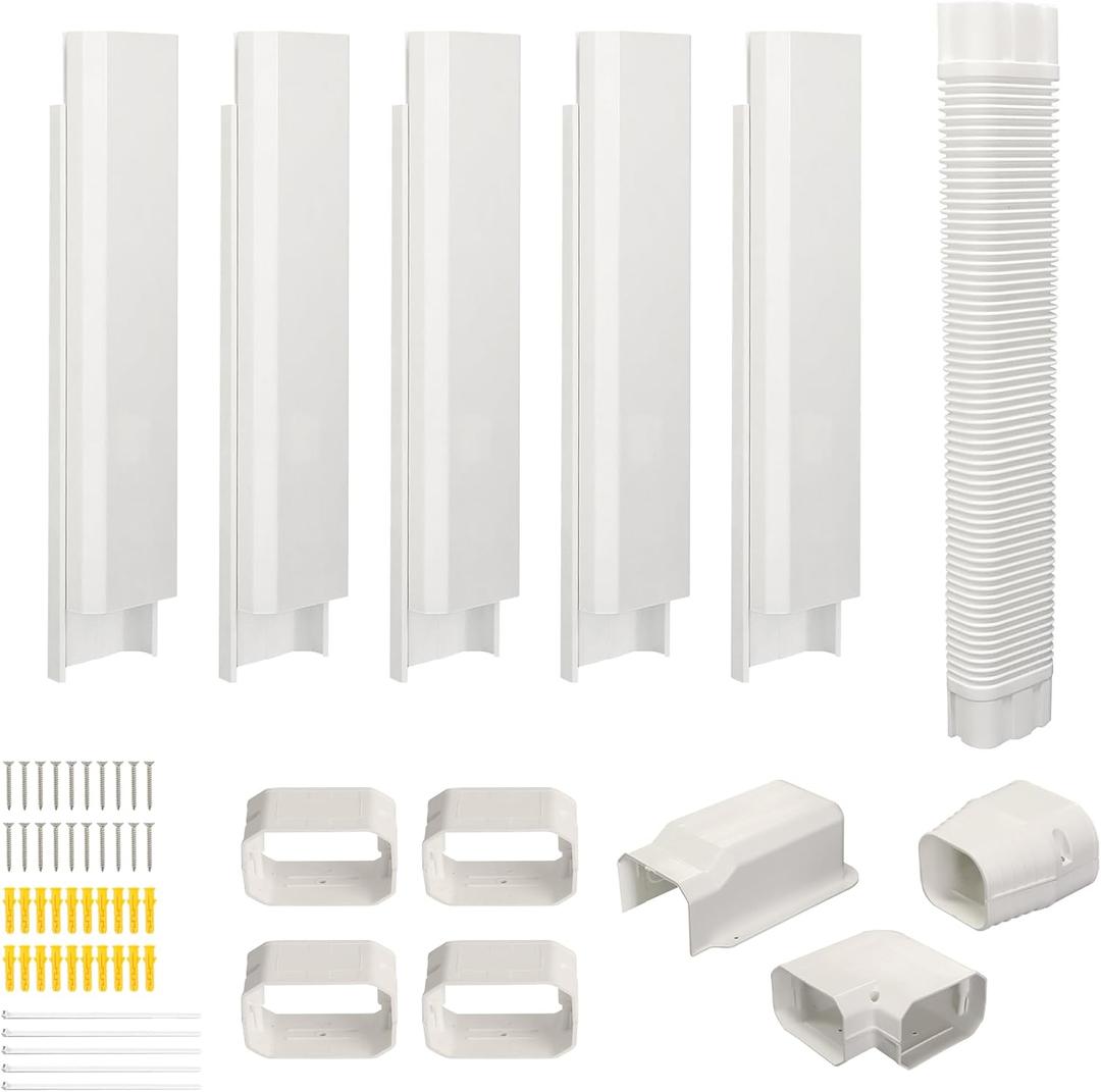 4" 10Ft Mini Split Line Set Cover, Plastic Line Kit for Outside Units, Mini Split Air Conditioner, Central AC and Heat Pump
