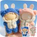 (2 Pack) Clothes for LABUBU 17cm Doll (NO Dolls), Outfits for LABUBU, Faking Animal Style Outfit Jumpsuit Blue Shark & Pink Shark Costume for LABUBU Dolls, (Doll Not Included)