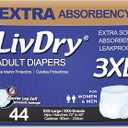 LivDry Adult Incontinence Underwear, Extra Absorbency Adult Diapers, Leak Protection (XXX-Large (44 Count))