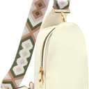 KKXIU Fashion Small Sling Bag for Women Leather Fanny Packs Chest Crossbody Cell Phone Bag Shoulder Travel Purse Gifts for Teenager (B-White)