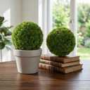 MyGift 6 Inch Faux Topiary Ball, Lifelike Decorative Artificial Boxwood Ball Set of 2