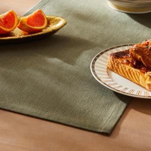 ZeeMart Rustic Cotton Linen Table Runner, 13x90 Inches Olive, Farmhouse Style Green Table Runners 90 Inches Long, Washable Kitchen Dining Table Decoration for Home Party Decor