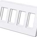 (2 Pack) BESTTEN USWP6 Matte Snow White 4-Gang Screwless Wall Plate, Decorator Outlet Cover, for Light Switch, Dimmer, USB, GFCI, Receptacle, H4.69 x W8.35