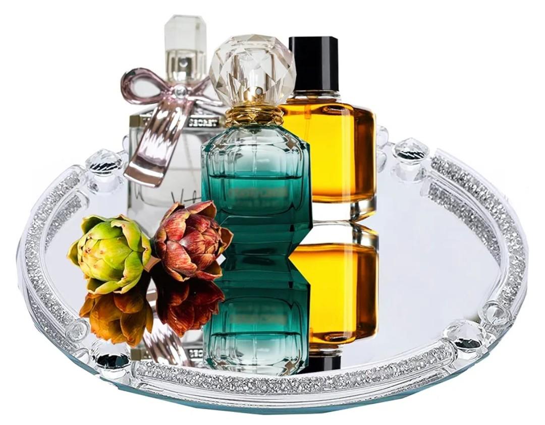 Crystal Dresser Tray, Mirror Glass Makeup Vanity Organizer Filled Crushed Diamond, 10" x 10" Round Jewelry Trinket Perfume Tray for Bathroom Bedroom, Home Decor, Hotel Banquet, Party (Silver)
Amazon's Choice