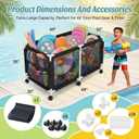 280 Gallon 69" Pool Storage Bin XXL Extra Large Swimming Pool Float Storage Bin, Pool Noodles Holder, Toys, Floats, Balls and Floats Equipment Mesh Rolling Bin for Garden Lawn, 69" Lx32 Wx35 H (Black)