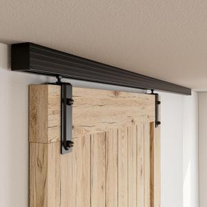 6FT/72'' Ceiling Mount Box Rail Barn Door Hardware Kit,Heavy Duty Aluminium Alloy Sliding Barn Door Track for Indoor/Outdoor,Max 330LBS Load for 1"-1.81" Thick Single Door (No Door)