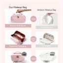 Travel Makeup Bag for Women, Large Capacity Cosmetic Bags for Girls, Compact Pouch Make up Organizer, Waterproof Toiletry Bag with Divider and Handle (Pink) (EXP 12/31/36)